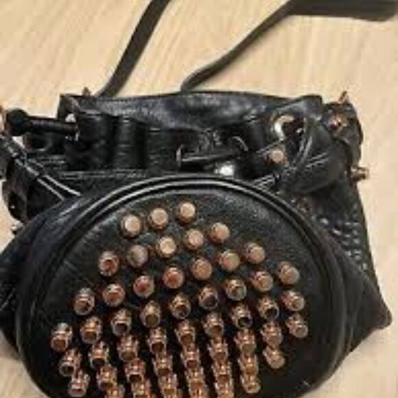 Alexander Wang Shredded Leather Black Studded Diego Convertible Bag - Picture 6 of 6